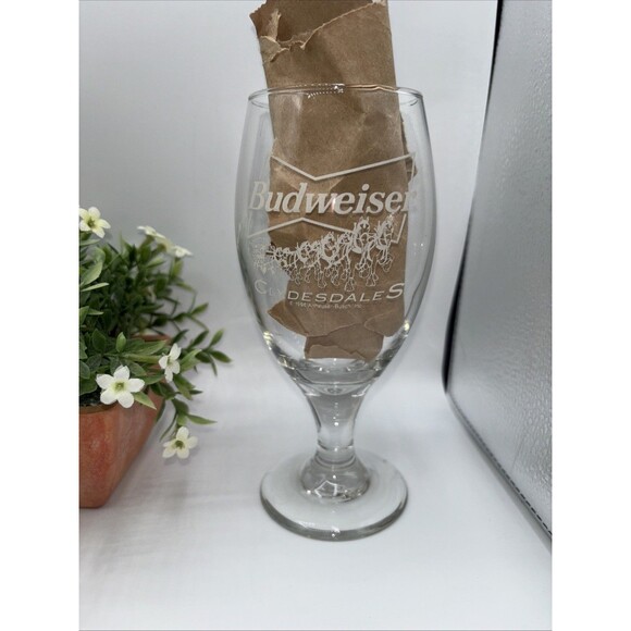 Vtg Budweiser 1996 Clydesdales Horsed Etched Wine Beer 7" Glass Bar-Replacement - Picture 10 of 11